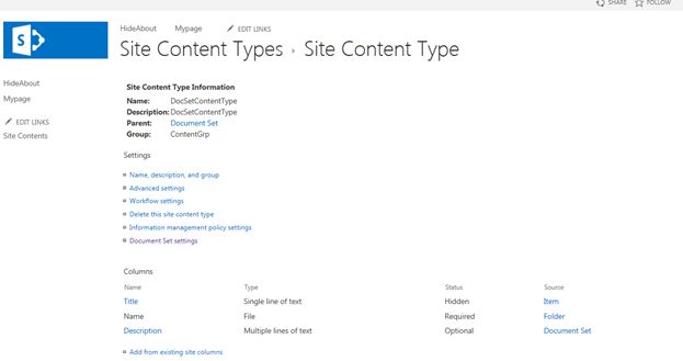 Document Set Settings